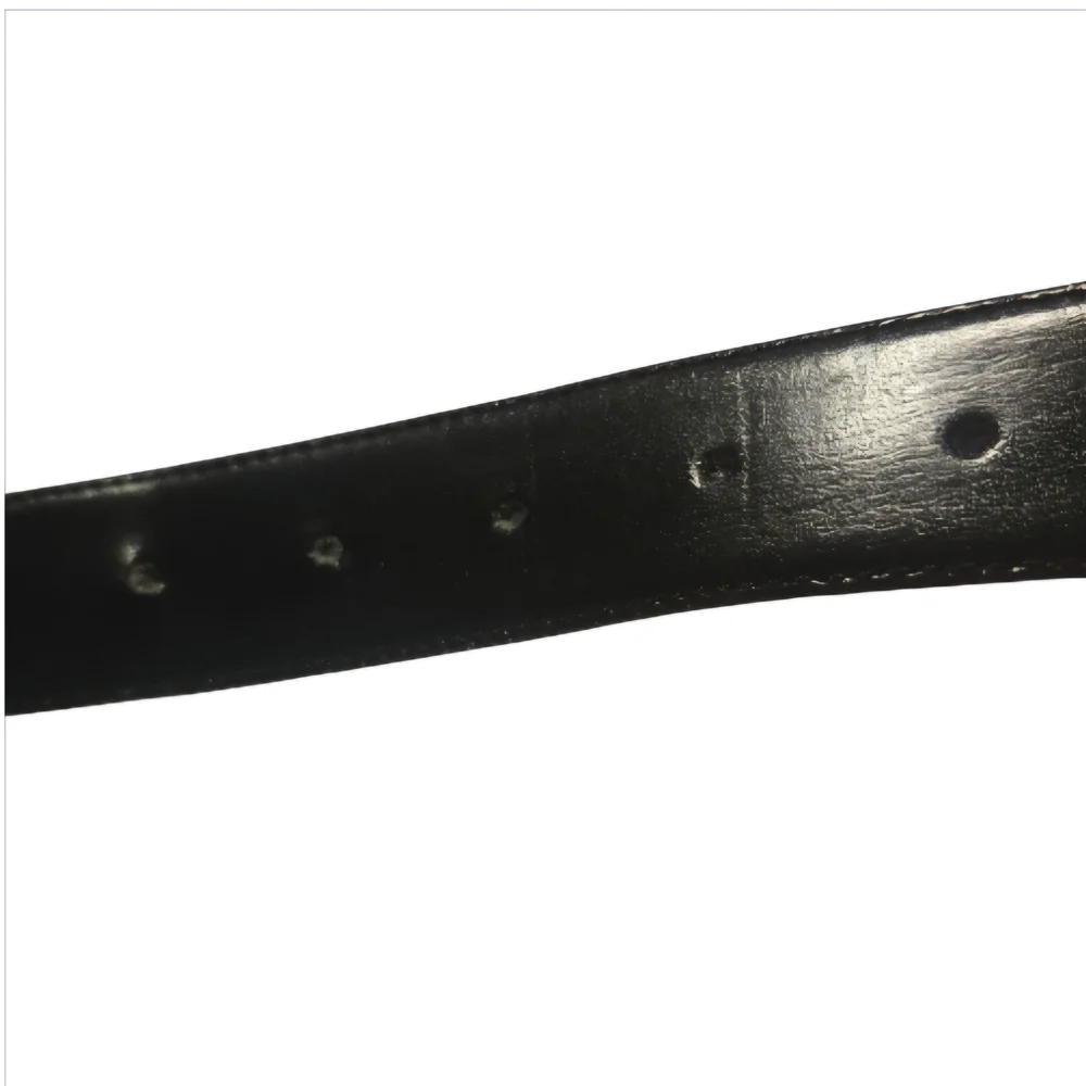 Christian Dior Black Leather Belt with Gold Buckle